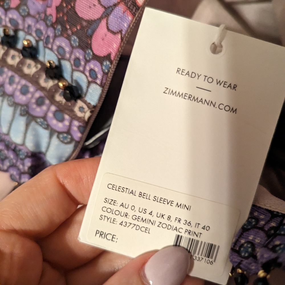 Zimmermann Celestial Bell Sleeve Minidress NWT - Picture 6 of 12